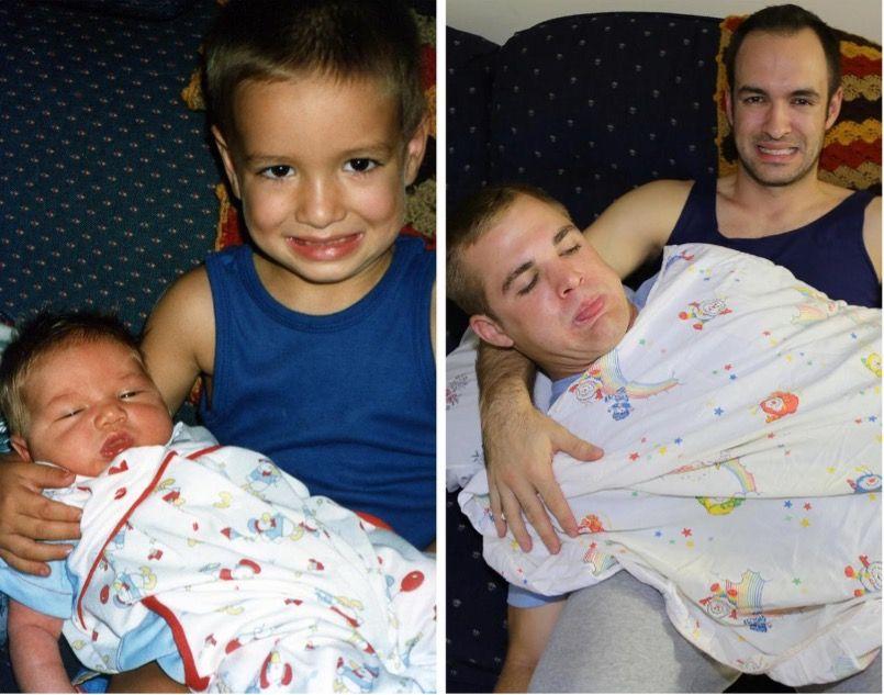 They Couldn't Resist Recreating Their Most Adorable Childhood Pics - The Results Are Hilarious
